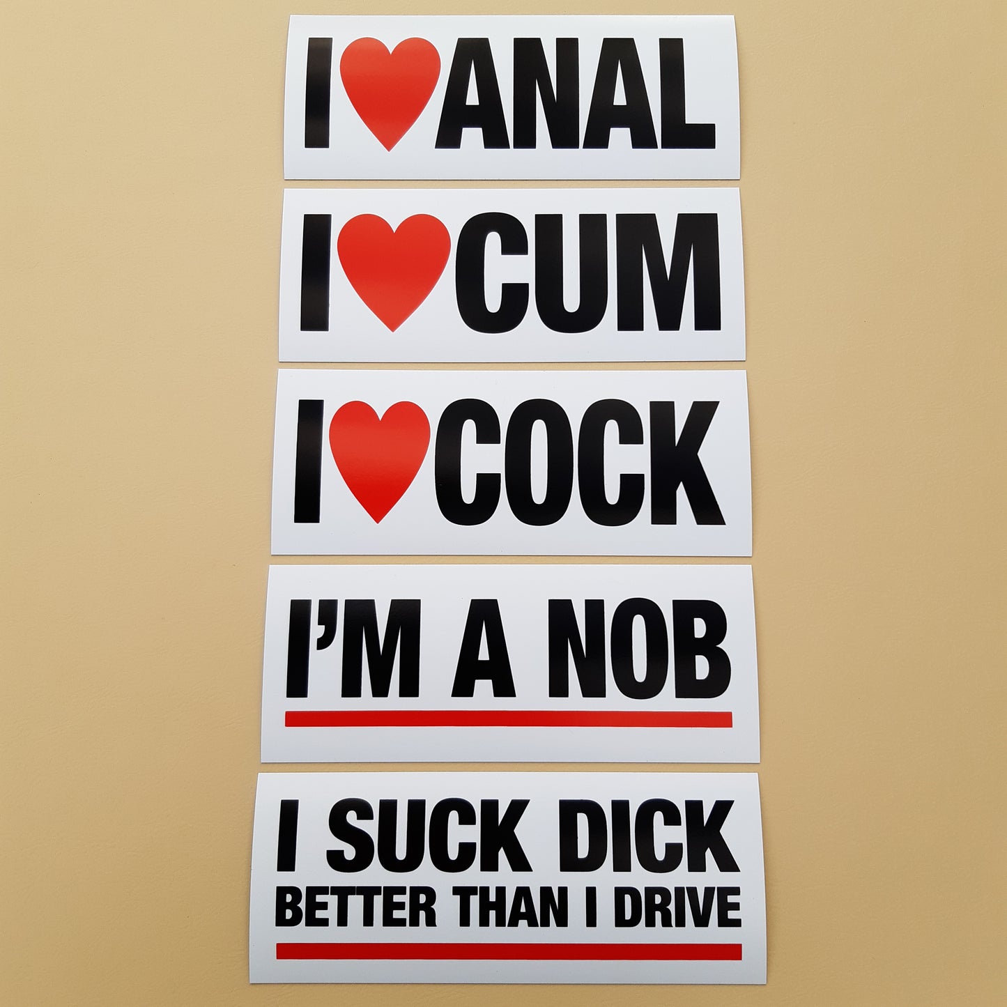 5 JOKE/PRANK MAGNETIC STICKERS