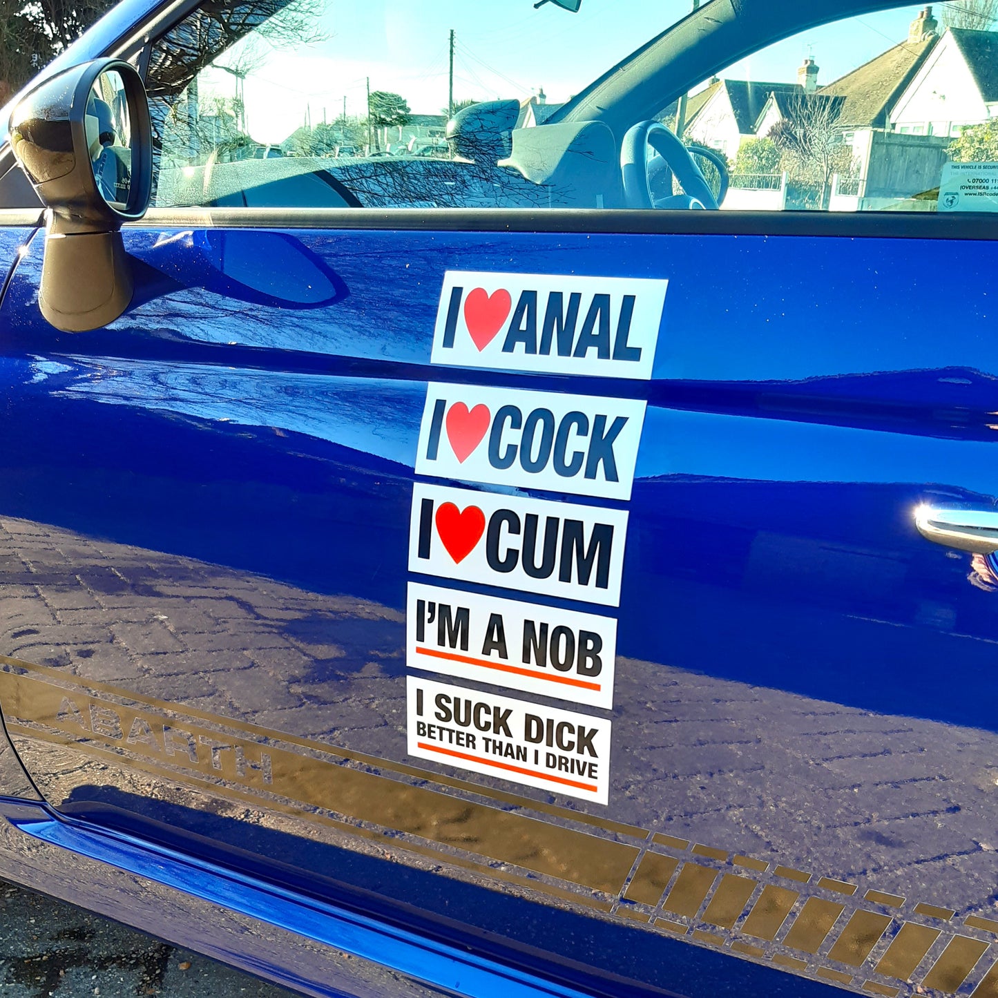 5 JOKE/PRANK MAGNETIC STICKERS
