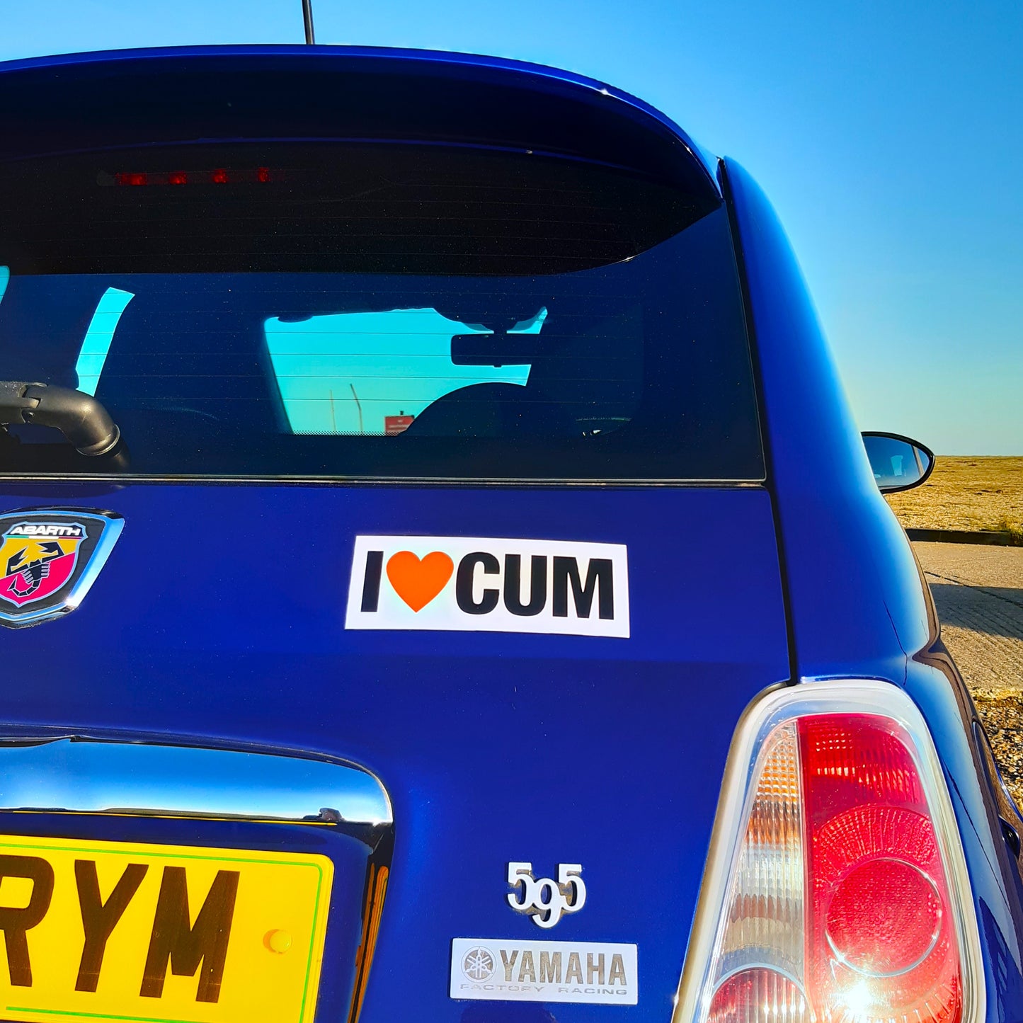 2 Joke Magnetic Car Stickers With "I LOVE CUM"