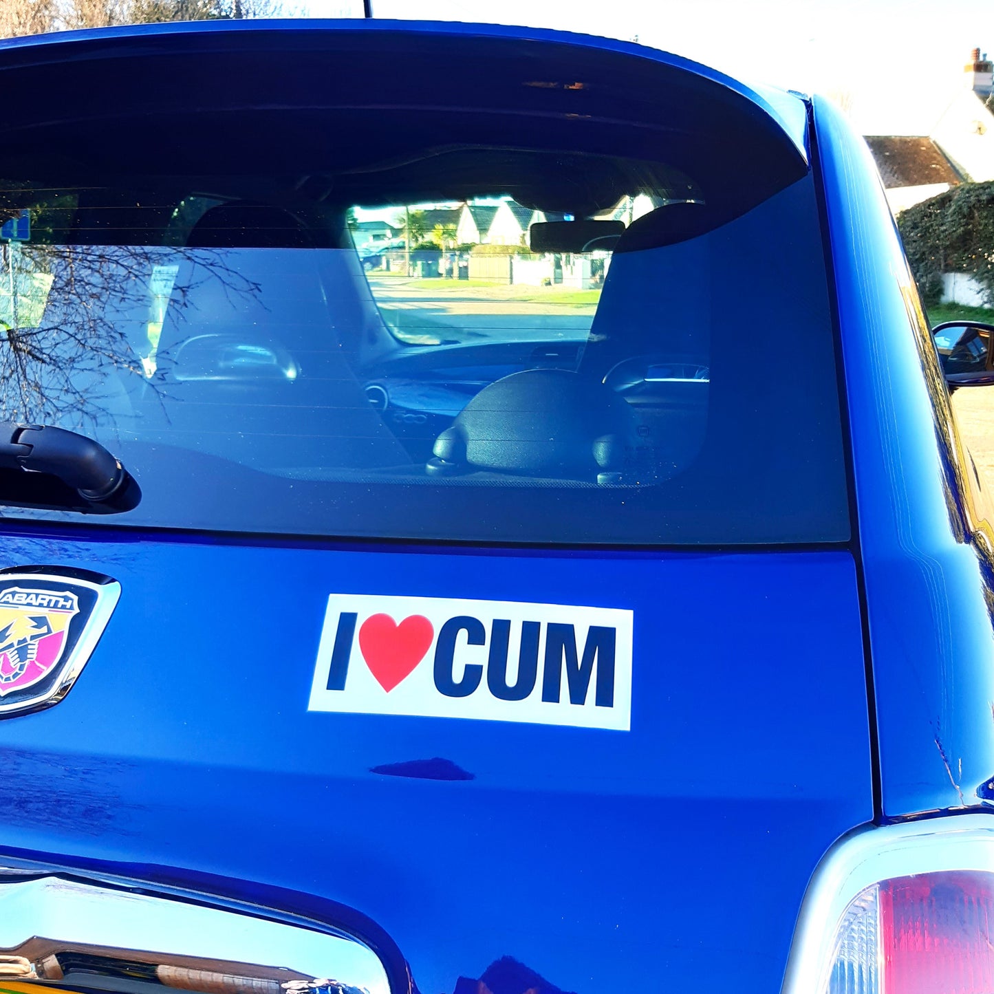 2 Joke Magnetic Car Stickers With "I LOVE CUM"