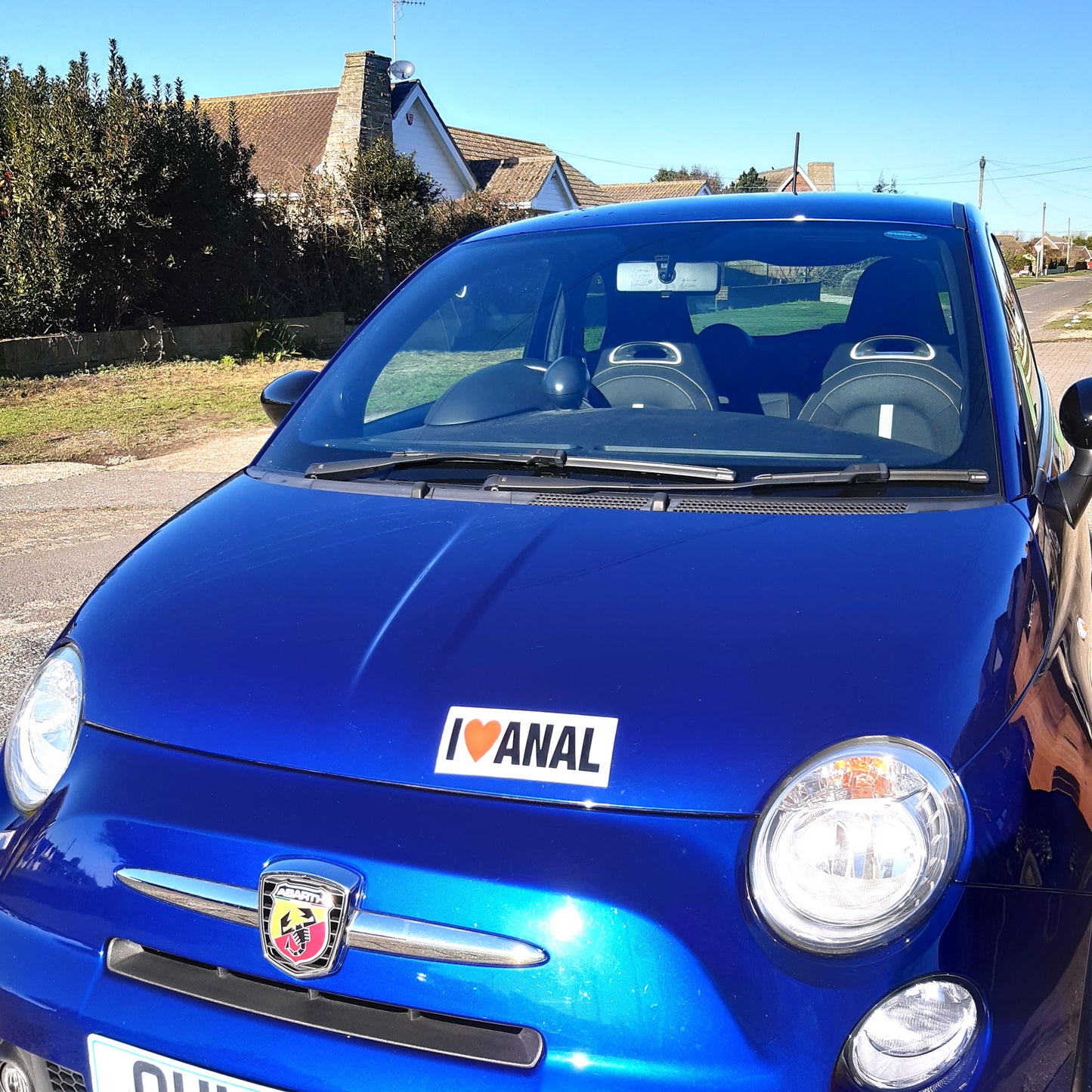 2 Joke Magnetic Car Stickers With "I LOVE ANAL"