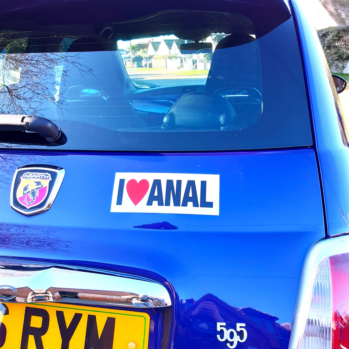 2 Joke Magnetic Car Stickers With "I LOVE ANAL"