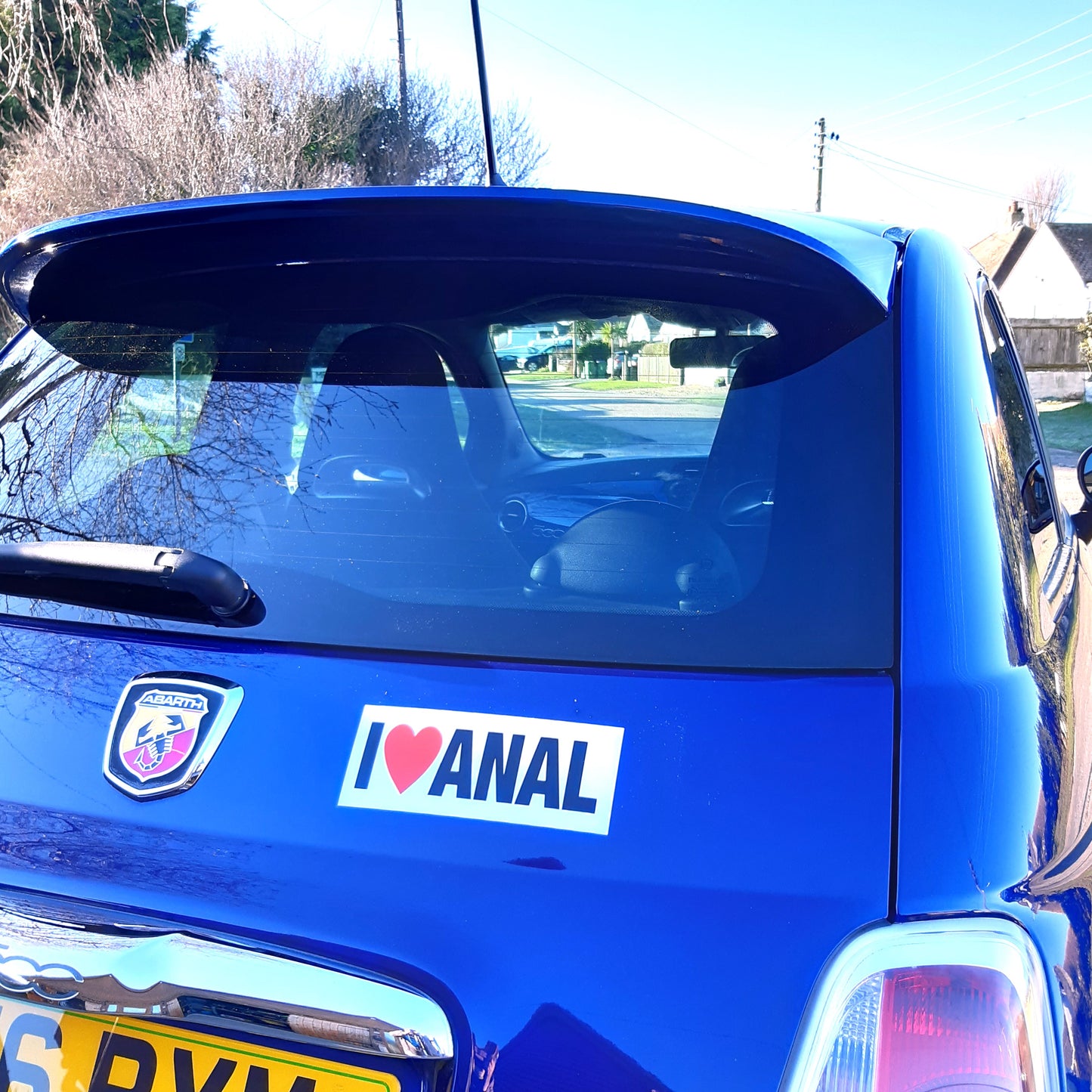 2 Joke Magnetic Car Stickers With "I LOVE ANAL"