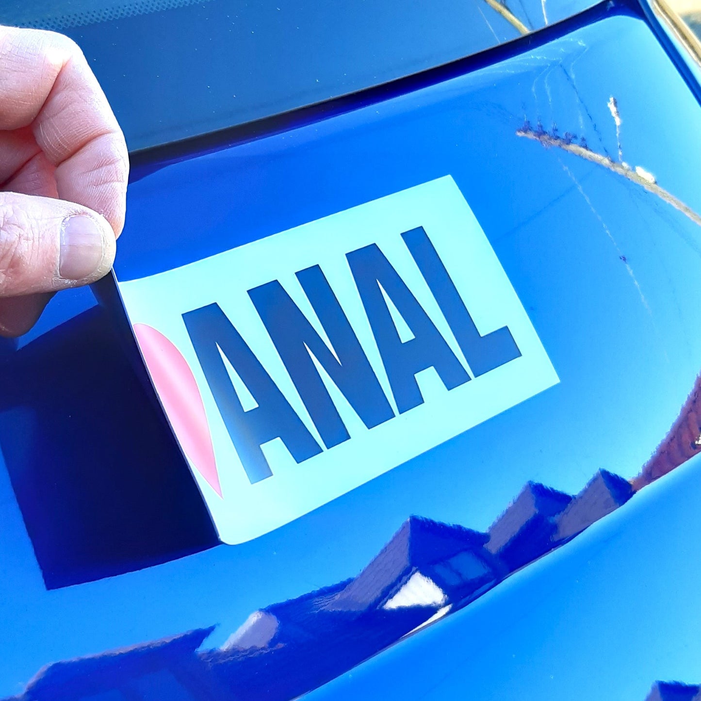 2 Joke Magnetic Car Stickers With "I LOVE ANAL"