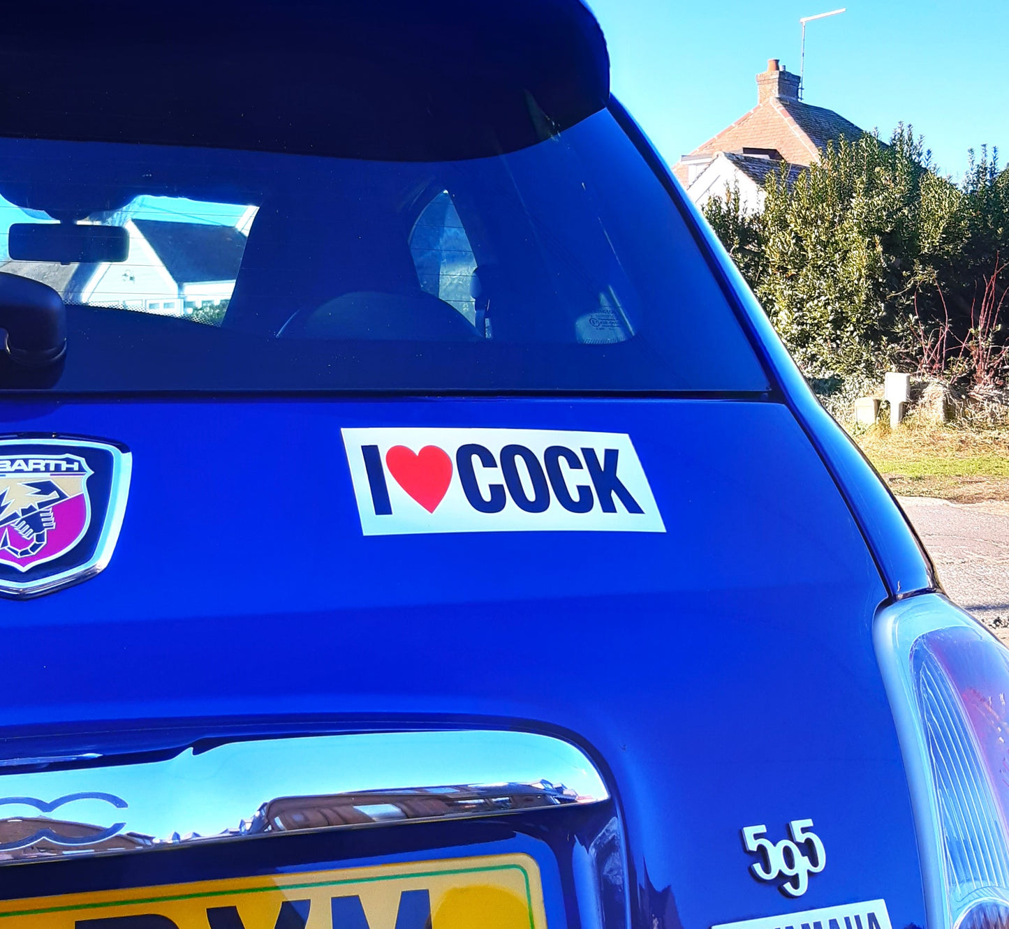2 Joke Magnetic Car Stickers With "I LOVE COCK"