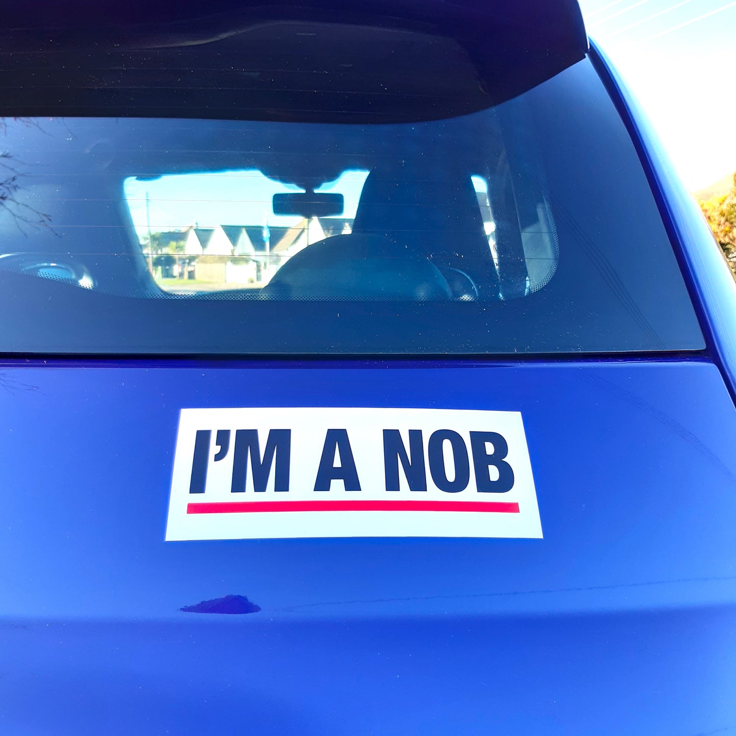 2 Joke Magnetic Car Stickers With "I'M A NOB"