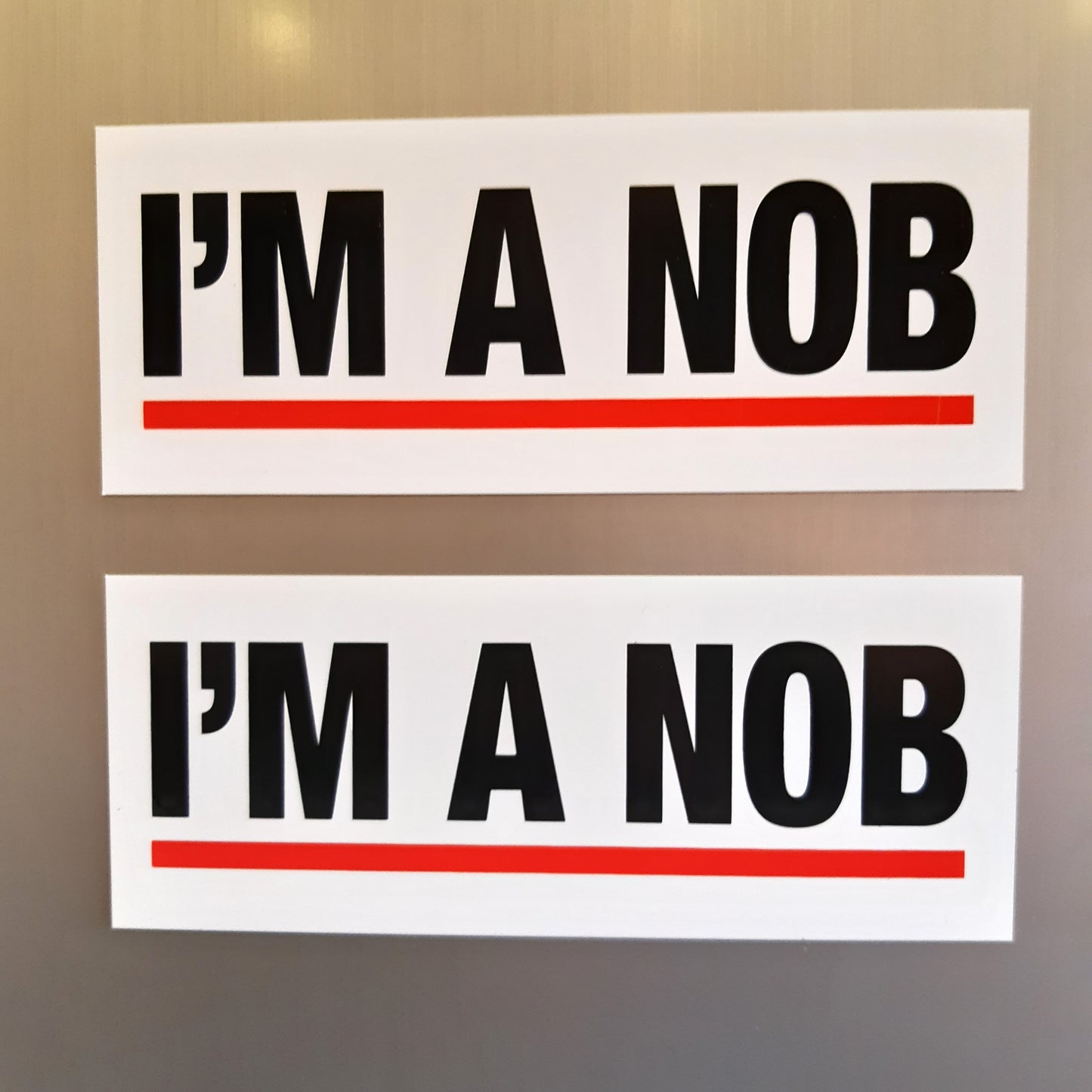 2 Joke Magnetic Car Stickers With "I'M A NOB"