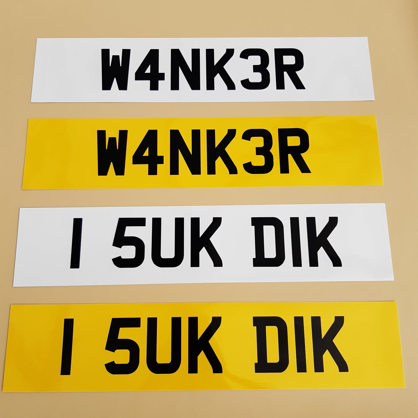 8 Joke Prank Number Plate Stickers