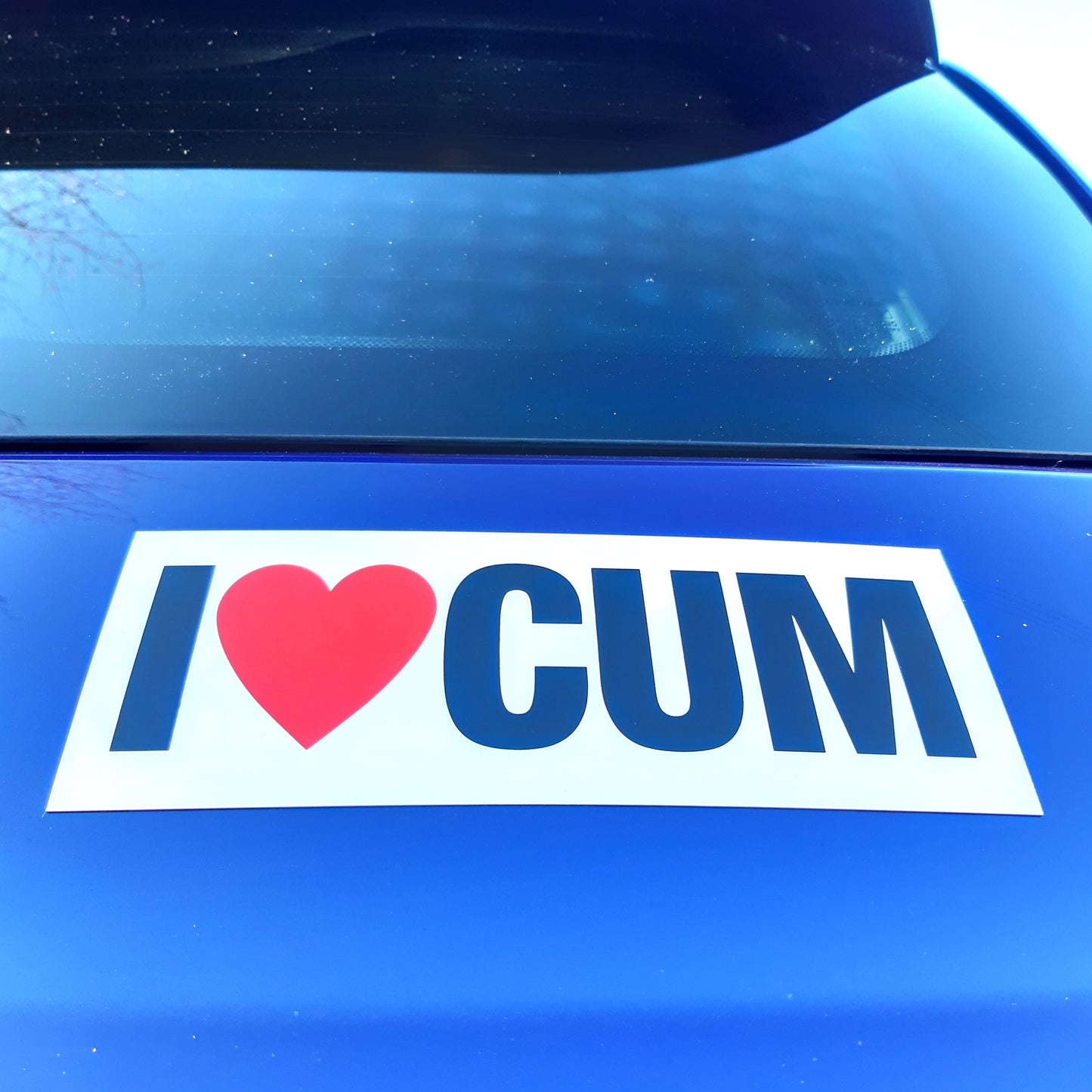 2 Joke Magnetic Car Stickers With "I LOVE CUM"