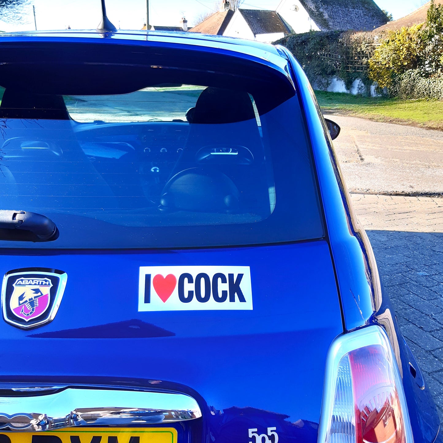 2 Joke Magnetic Car Stickers With "I LOVE COCK"