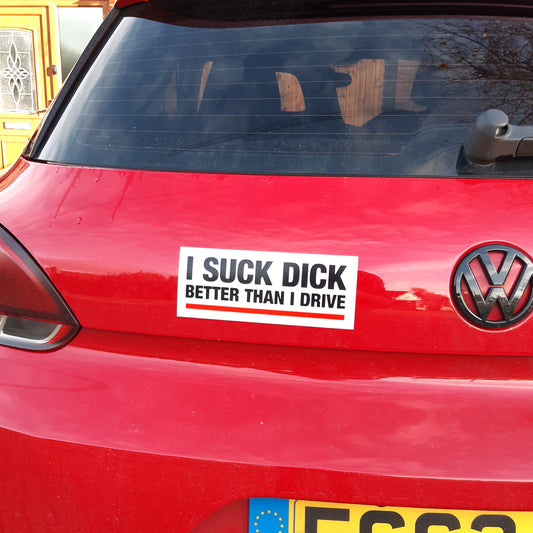 2 Joke Magnetic Car Stickers With "I SUCK DICK"